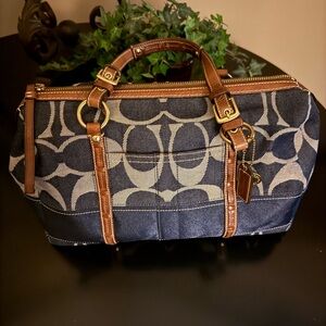 Coach anniversary signature denim zip around wallet and bag 11183 EUC